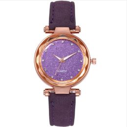 Casual Star Watch Sanded Leather Strap Silver Diamond Dial Quartz Womens Watches Ladies Wristwatches Manufactory Whole A Varie332Y