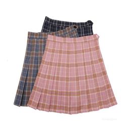 Designer kawaii korean school uniform Skirt For Girls Plus Plaid skirt For Women Students High Waist rock pleated skirts designerPQ4W