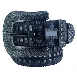 Belts Designer Men Women Bb Simon rhinestone belt with big leather buckle Shiny bling rhinestones belts waistband 240226