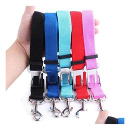 Dog Collars Leashes 6 Colours Cat Car Safety Seat Belt Harness Adjustable Pet Puppy Pup Hound Vehicle Seatbelt Lead Leash For Dogs Dh3Mt