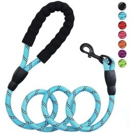 Leashes Dog Leash with Comfortable Padded Handle and Highly Reflective Threads, Nylon Rope Leash with Foam Handles