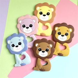 Necklaces 5/10pcs Silicone Lion Baby Teethers Newborn Care for Baby Accessories Food Grade Teething Baby Pendant Jewellery Making Baby Toys