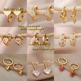 Stud Stud Vintage Zircon Heart Earrings Women Earrings Designer Stainless Steel Gold Plated Piercing Earring 2024 Trend New Luxury Jewellery Aretes Mujer Orecchini