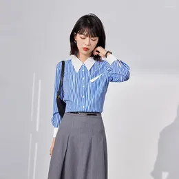 Women's Blouses Ladies Korean Fashion Casual Stripe Shirts Blouse Women Tops Woman Button Up Shirt Female Girls Long Sleeve PyA2091