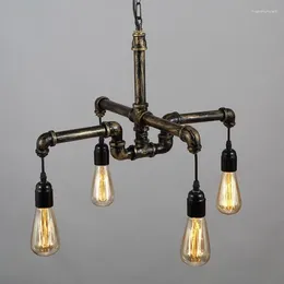 Chandeliers Industrial Wind American Retro Chandelier Personal Restaurant Light 4 Heads 6 LED E27 Edison Bulb