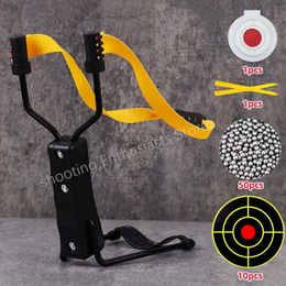 Hunting Slingshots Outdoor Hunting Catapult with Wrist Rubber Band Powerful Shooting Slingshot High-precision Metal Material Professional Shooting YQ240226