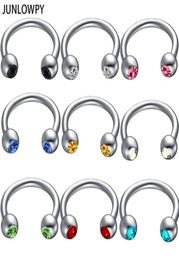 mix 614mm Silver Septum Gem Eyebrow Piercing 100pcslot with 10 Colour Body Piercing 16G Nose Hoop Tragus Ear Body Jewellery Men K412158023