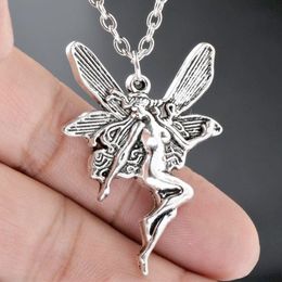 Angel Fairy Pendant Necklace Vintage Fashion Statement Women Cross Chain Choker Jewellery Punk Goth Gothic Wicca Accessories198M