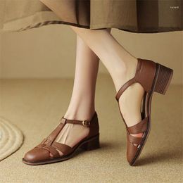 Sandals Vintage Chaussures Femme Narrow Band Women Shoes Lady Gladiators Chunky Heeled Buckle Strap Zapatos Para Mujeres 2024