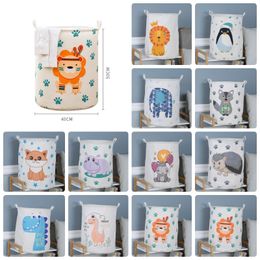 Laundry Storage Bags Cotton Linen Cloth Art Foldable Household Dirty Clothes Storage Bucket Children's Toy Organisation 40*50cm Q956