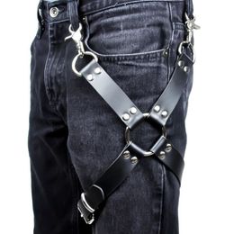 Belts Sexy Men Goth Pastel Pu Leather Garter Belt Waist Straps Harness Bondage Leg Suspenders For Jeans Pants Accessories224K