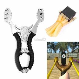 Hunting Slingshots High Quality Alloy Laser Slingshot with Rubber Band Professional Outdoor Hunting Shooting wristband Bow Sport Aiming Catapult YQ240226