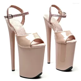 Sandals Leecabe 23CM / 9inches PU Upper With Glitter Starp Fashion Platform High Heels Pole Dance Shoes
