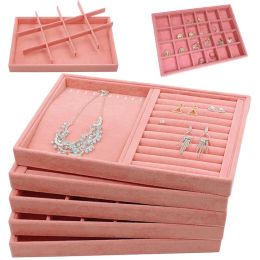 Rings New Big Size Pink Ring Jewelry Display Organizer Case Tray Holder Necklace Earrings Storage Box Showcase Jewelry Stand Holder