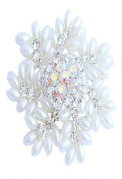 2 Inch Sparkly Silver Tone Snowflake Christmas Brooch with Marquise Shape White Pearls Wedding Party Gifts5963175