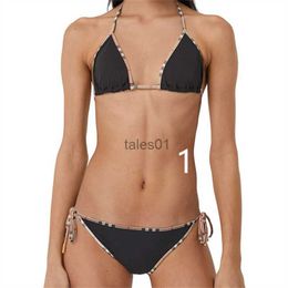 Women's Swimwear Sexy trendy black three-point floral family split Designer net red swimming suitS 240226