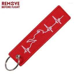 Keychains 1 PC Fashion Trinket Biker Heartbeat Keychain For Motorcycles And Cars OEM Key Chains Embroidery Fobs Jewelry Keyrings