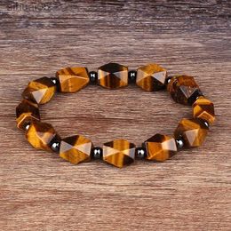 Beaded Natural Faceted Tiger Eyes Stone Reiki Bracelets Men Fashion Energy Hematite Beads Bracelets for Women Soul Jewelry Gift Pulsera YQ240226