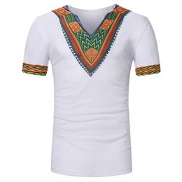 Pattern Print Men T-shirt Summer African Style Vintage Tee&Tops V Neck Short Sleeve Tee Shirts Homme Casual Tee232c