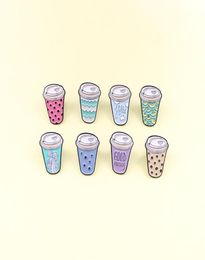 New Cute Drink Pearl Milk Tea Cup Brooch Dot Pattern Cartoon Fun Enamel Pins Accessories Children039s Denim Clothes Pendant Gif1787010