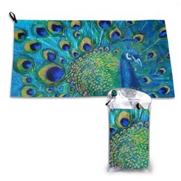 Towel Full Glory Peacock Quick Dry Gym Sports Bath Portable Art Peafowl Peahen Eye Iridescent Blue Gold Bird Nature