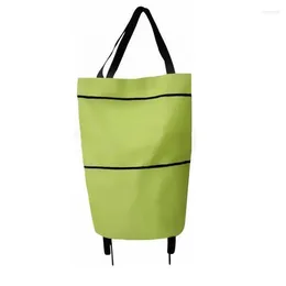 Storage Bags Portable Shopping Bag On Wheels Cart Trailer Folding Grocery 2 Oxfold Cloth Large Capacity Tote