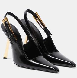 Everyday Brand Summer Lee Women Sandals Shoes Patent Leather Slingback Pumps Square Pointed-toe High Heels Party Dress Wedding Elegant Walking