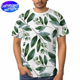 Custom adult full print T-shirt men's and women's breathable sweat absorption double fold cuffs do not shrink do not deform polyester leisure 202g Dark Green