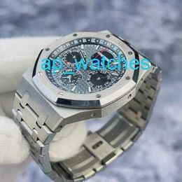 Luxury Audemar Pigue Watches Royal Oak 26609Ti Chinese Perpetual Calendar Titanium Metal Automatic Mechanical Men's Watch Moon Phase Display 41mm FUN AFY8