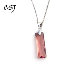 Necklaces Csj 10*30mm Zultanite Pendant Sterling Sier Created Sultanite Stone Colour Change Fine Jewellery Women Party