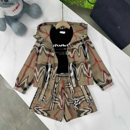 Luxury baby jacket suit high quality three-piece Summer kids Tracksuits Size 100-160 t-shirt Hooded jacket and shorts 24Feb20