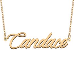 Candace Nameplate Pendant Gold Custom Name Necklace Personalised for Women Girls Birthday Gift Best Friends Jewellery 18k Gold Plated Stainless Steel