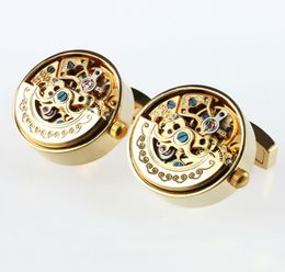 Men Business Watch Movement Cufflinks of movable Lepton Steampunk Gear Watch Mechanism Cuff links for Mens Relojes gemelos SH190928320568