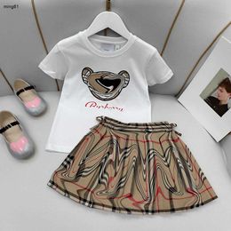 Brand girls T-shirt dress sets kids tracksuits Size 100-160 Doll bear pattern print short sleeves and short skirt 24Feb20