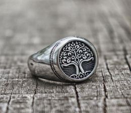 316L Stainless Steel Tree of Life Signet Ring Classic Men Fashion Viking Amulet Rings Nordic Jewelry8224585