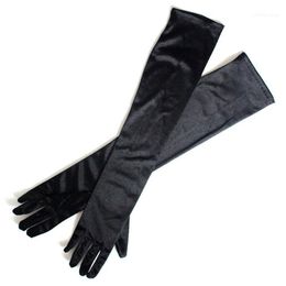 Five Fingers Gloves Satin Women Long Finger Elbow Sun Protection Opera Evening Party Prom Costume Fashion Black Red White Grey1210i