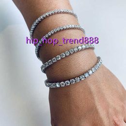 fine jewelry s925 sterling white gold plated bracelets bangles 3~5mm moissanite diamond tennis charms bracelet