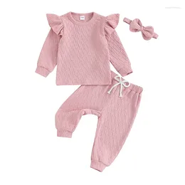 Clothing Sets 2024 Autumn Baby Girl Clothes Set Born Infant Outfits Long Sleeve Children Casual Sweatshirt Pants Headband