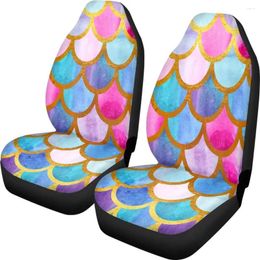 Car Seat Covers Vehicle Cover Colorful Mermaid Scales Abstract Watercolor Seamless Pattern Stylish Front Protectors 2Pcs