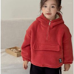 Down Coat Boys And Girls Winter Plus Velvet Warm Hooded Sweater 2-8 Years Old Casual Loose Thickened 2024 Fashion Children's Clothing
