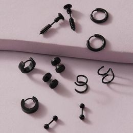 Stud Earrings Goth Unusual Man For Teens Fashion Stainless Steel Cool Stuff Punk Gothic Style Men's Hoop Black Grange262t