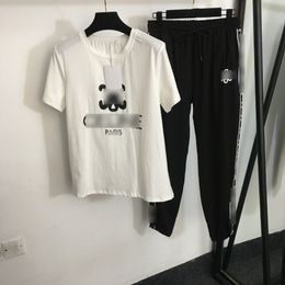 2024 White/Black Women's T Shirts Trousers Sets Designer Tracksuit Sets Fashion Letter Print Women Two Pieces Pants 22602