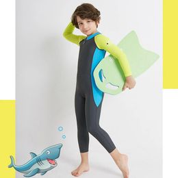 Children Diving Surfing Suit LongSleeved Onepiece Snorkeling Swimsuit AntiJellyfish UV Protection Outdoor Accessories 240223