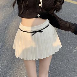 Skirts Pleated Kawaii Shorts Women Coquette Aesthetic Bow Patchwork High Waist Sexy A Line Mini Skirt Preppy Style Summer