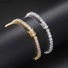 Beaded Iced Out Crystal Tennis Bracelet for Women Punk Hiphop Luxury AAA+ Cubic Zirconia Wedding Gold Color Hand Chain Jewelry OHH118 YQ240226