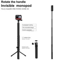 Selfie Monopods For insta360 one r x2 stealth selfie stick bullet time extension stick accessories panoramic max fusion phone rotating 24329