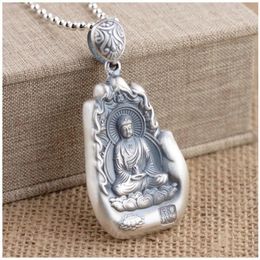 Pendants Retro Eight Patronus Buddha Pendant Necklace For Men Jewellery Ethnic Trendy Silver 925 Chain Male Party Accessories Gift