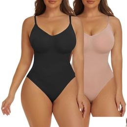 Active Underwear Aaseow 2 Piece Shapewear Bodysuit For Women Tummy Control Seamless Thong Fl Body Drop Delivery Apparel Women'S Cloth Otpd6