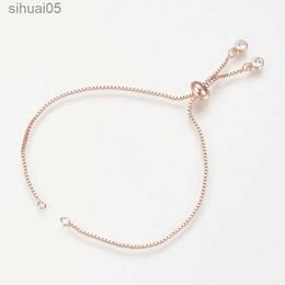 Beaded 5pcs Adjustable 24CM Round Brass Slider Bracelets Long-Lasting Plated Charm Link Bracelets Making for Women DIY Jewellery Making YQ240226