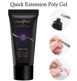 Pinpai 30ml Poly Gel Nail Extensions UV LED Extend Builder Nails Acrylic Gel Manicure for Building Art Tips Pink White Clear5789031